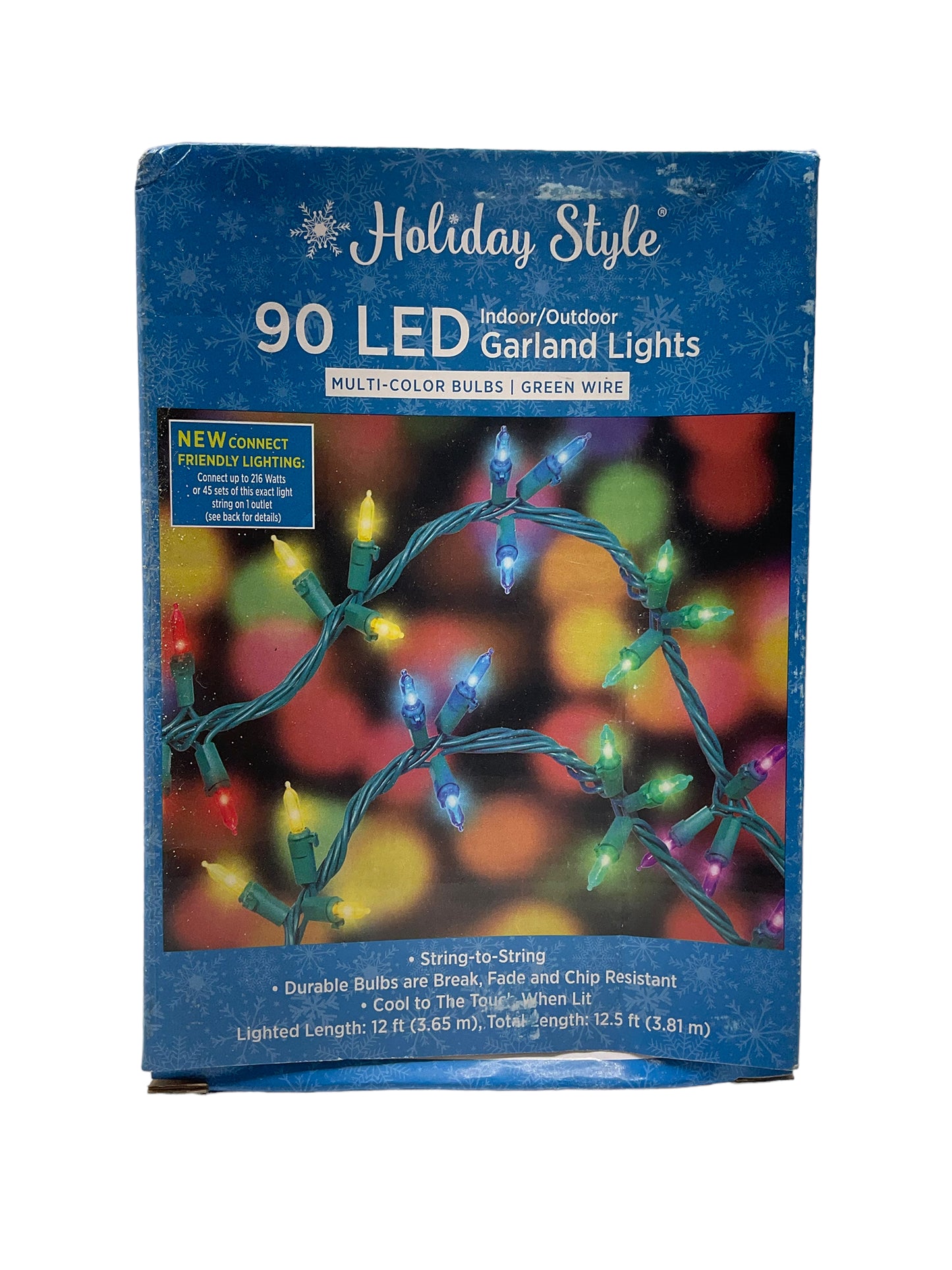 90ct LED Garland Christmas Lights (Clear or Multi-Color)