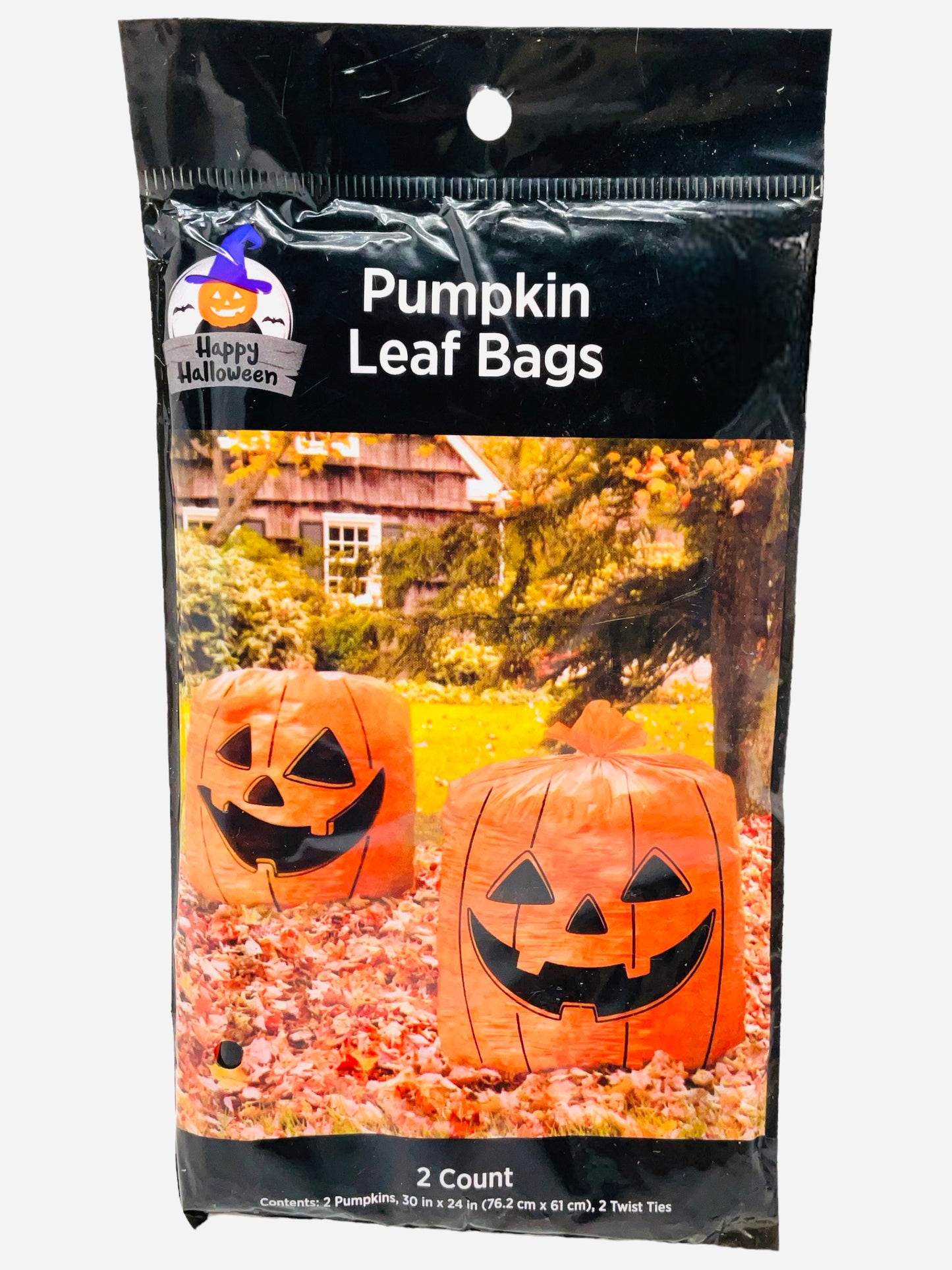 Halloween Pumpkin Leaf Bags (2 Count 30”x24”)