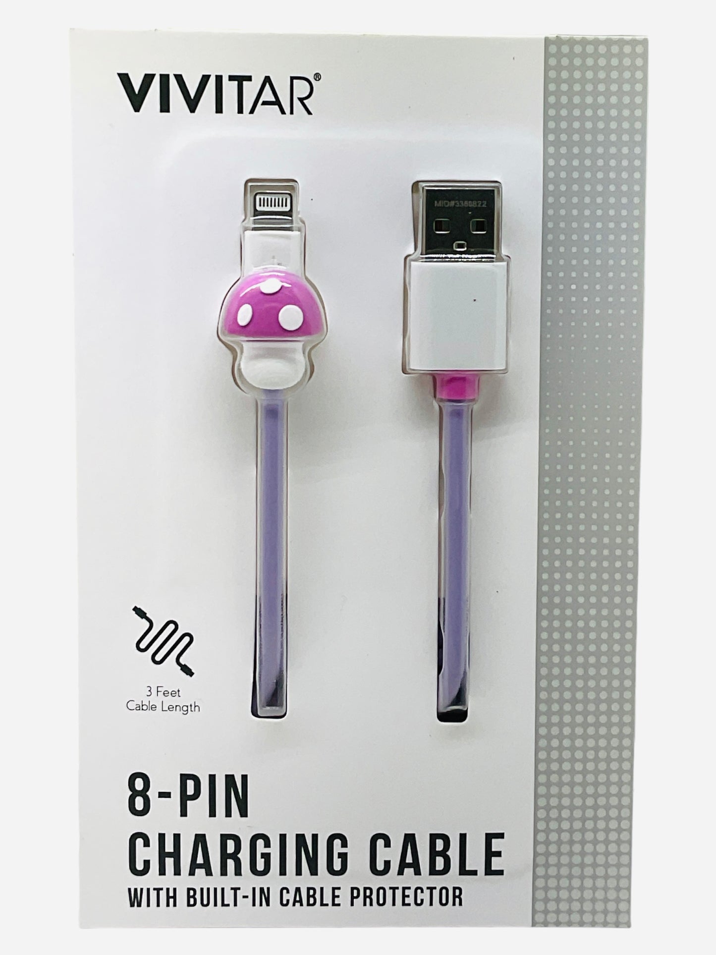 VIVITAR 8 Pin IPHONE Charging Cable (Built In Cable Protecter Charm)