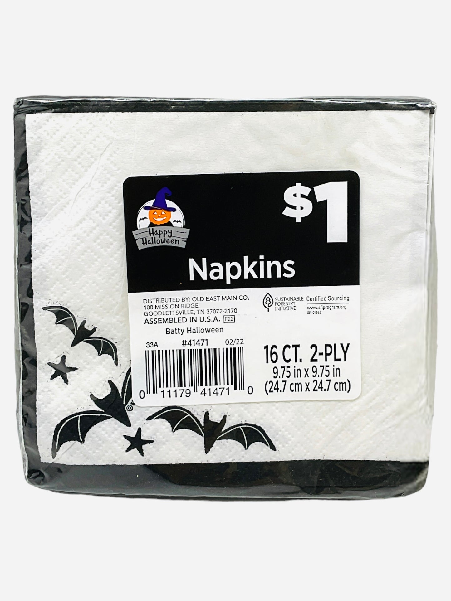 Small Halloween Napkins (Style May Vary Chosen at Random 9.75”x9.75”)
