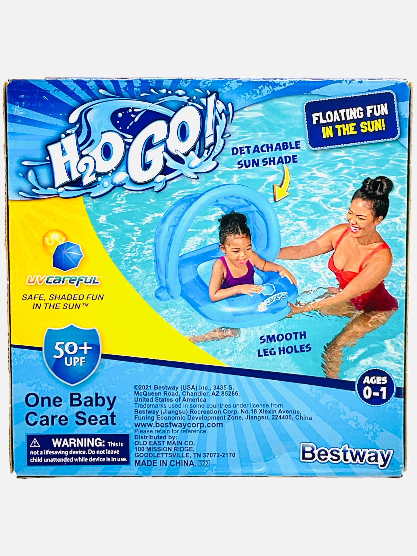 H2O Go Inflatable Baby Care Seat with Detachable Sun Shade (You Choose Color) (Ages 0-1)