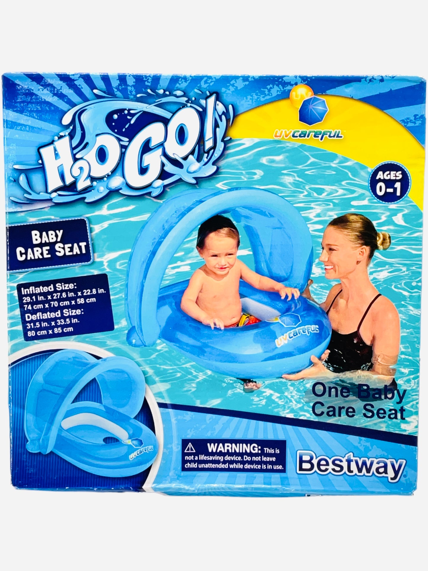 H2O Go Inflatable Baby Care Seat with Detachable Sun Shade (You Choose Color) (Ages 0-1)